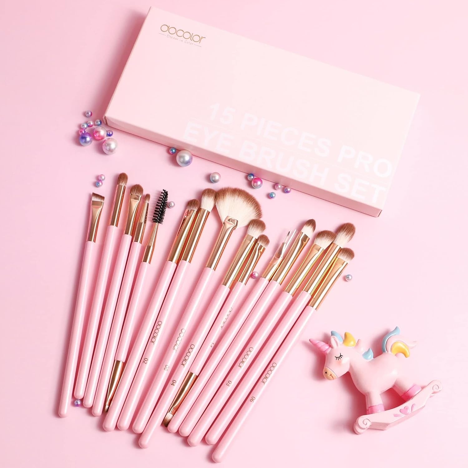 Eyeshadow Brushes  Eye Makeup Brushes 15Pieces Professional Eye Makeup Brush Set with Premium Wooden Handles for Eyeshadow, Concealer, Eyebrow, Eyelash and Eye Liners Neon (Pink, 15Pcs)