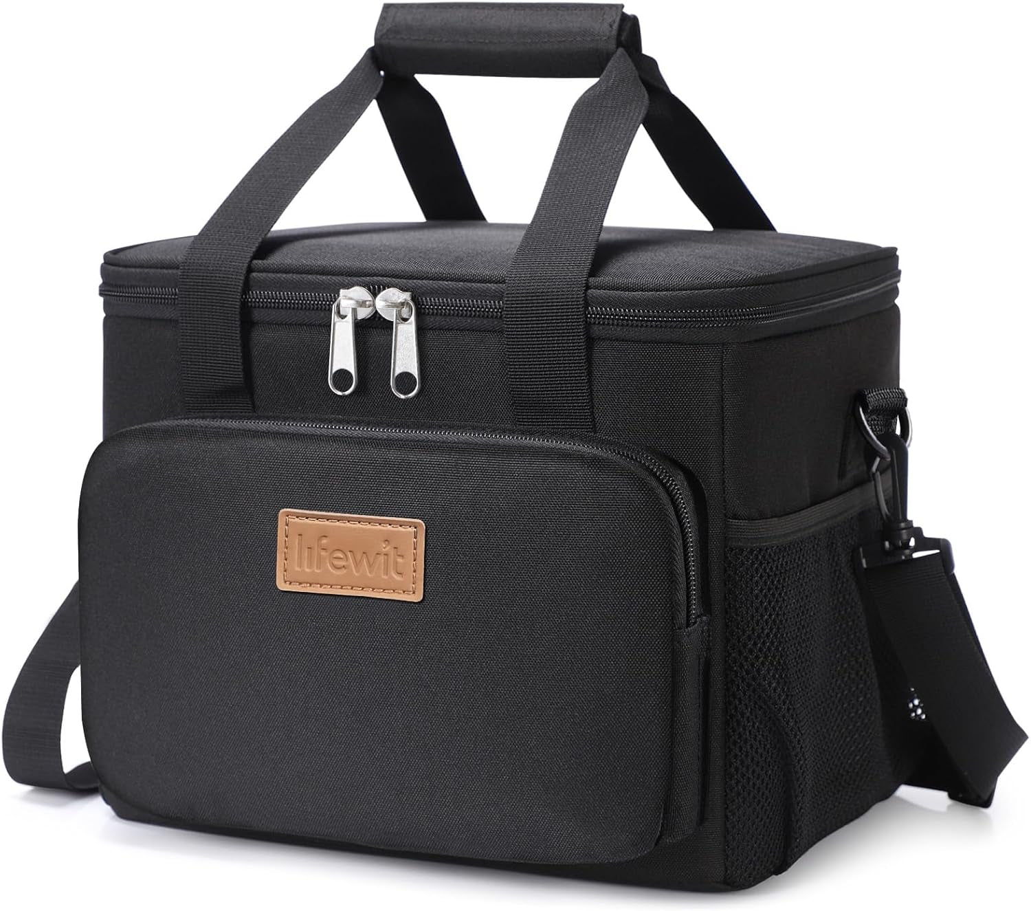 Lunch Bag 8.5L 12 Can Insulated Lunch Box Soft Cooler Cooling Tote for Adult Men Women, Black