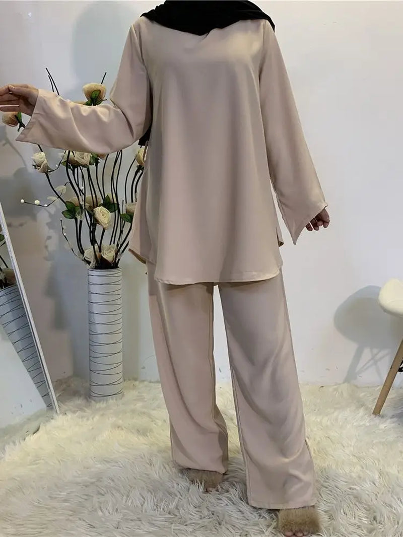 Kaftan Dubai Abaya Turkey Muslim Sets Tops and Pants Dress Sets Islam Clothing Abayas for Women Robe Ensembles Musulman