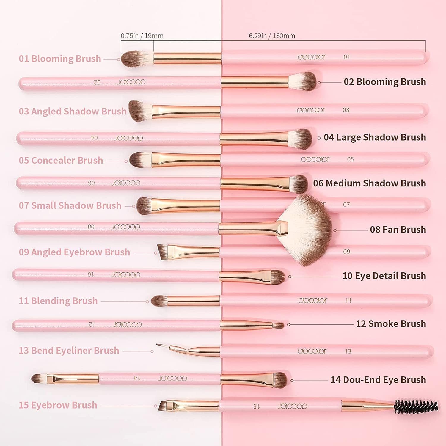 Eyeshadow Brushes  Eye Makeup Brushes 15Pieces Professional Eye Makeup Brush Set with Premium Wooden Handles for Eyeshadow, Concealer, Eyebrow, Eyelash and Eye Liners Neon (Pink, 15Pcs)